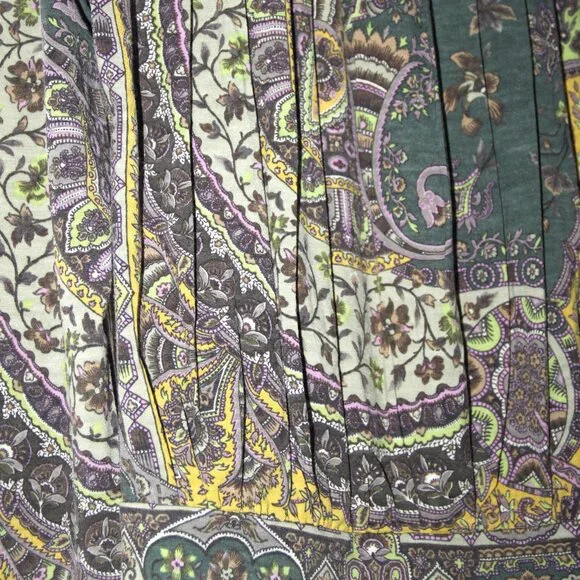 ETRO Italy Knit Wool Blend Pleated Back Top Paisley Turtleneck India Print 46 EU